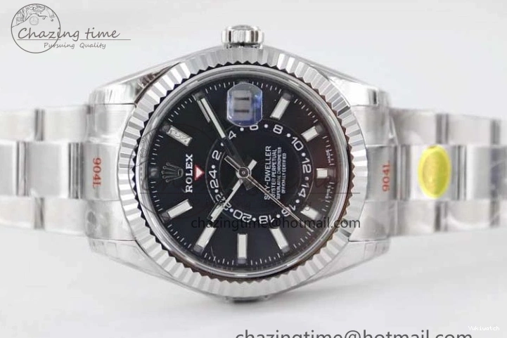 to Best 1:1 Noob 23J Black Dial 326934 on SS Bracelet 904L Sky-Dweller SS Asian 9001 Edition 0705